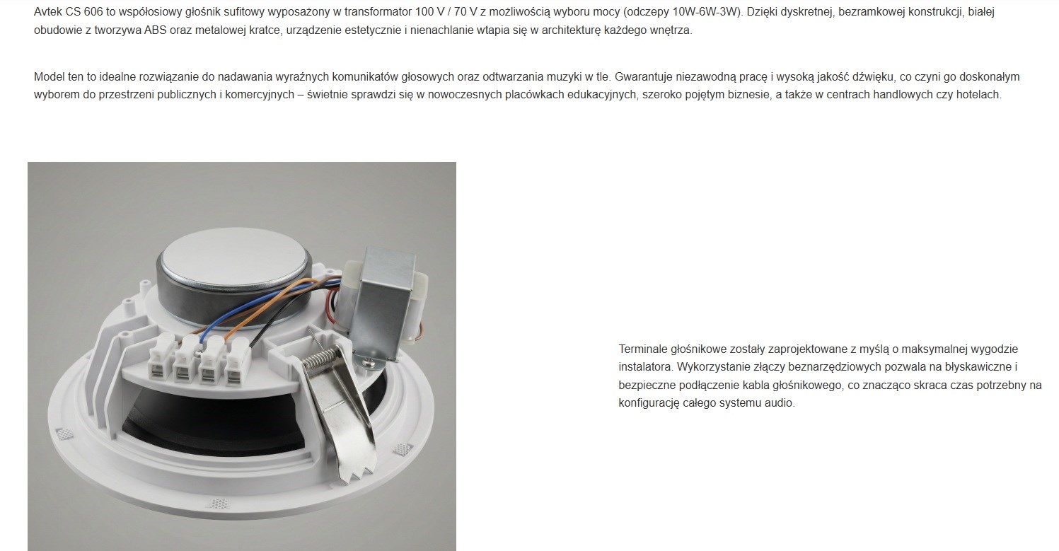 Ugradbeni stropni zvučnik AVTEK CS 606 (6.5", 60W)-0
