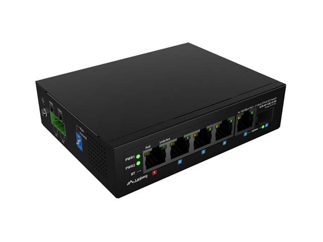 Mrežni switch LANBERG RSFE-5P-I-120 (5xFE, 4xPoE+, 120W, Industrijski)-0