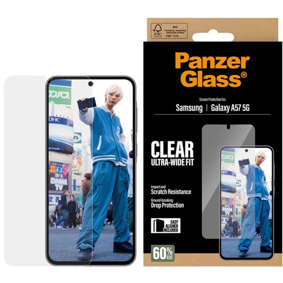 Zaštitno staklo PANZERGLASS Ultra-Wide Fit za SAMSUNG Galaxy A57 s EasyAligner okvirom