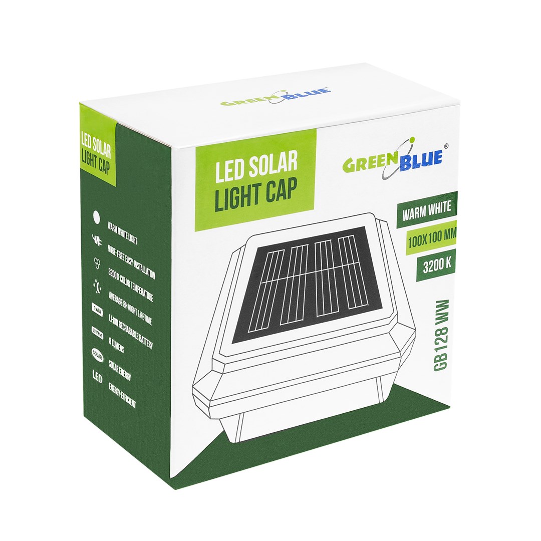 Solarna LED lampa za stup GREENBLUE GB128 WW (100x100mm, 3200K)-2