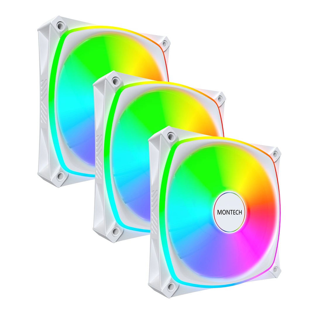 Ventilator za kućište MONTECH RX120 PRO 120mm ARGB PWM (3 komada) bijela boja-0