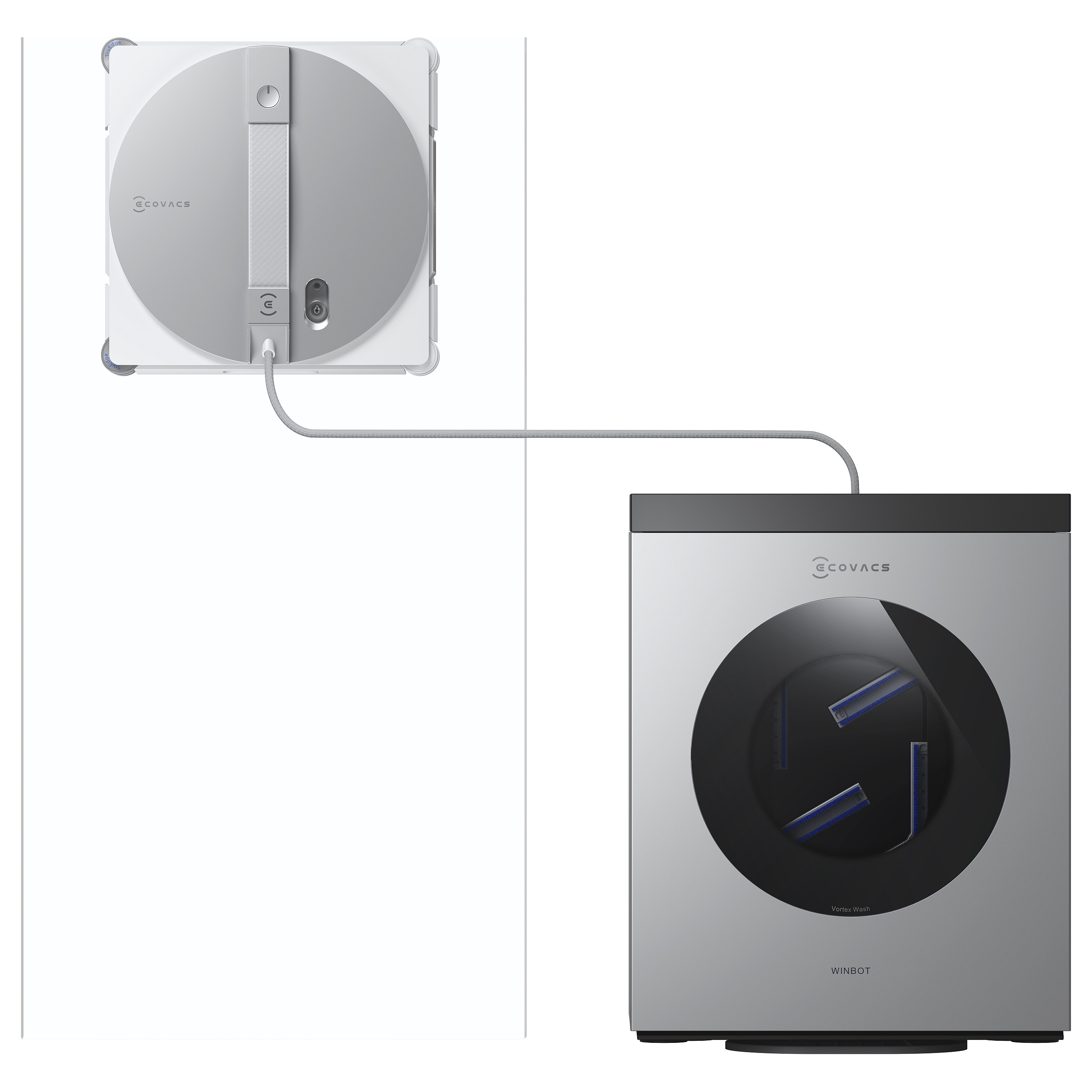 Robotski čistač prozora ECOVACS WINBOT W3 OMNI (WIN-SLAM 5.0, 8000 Pa, OMNI stanica, bijela boja)-1