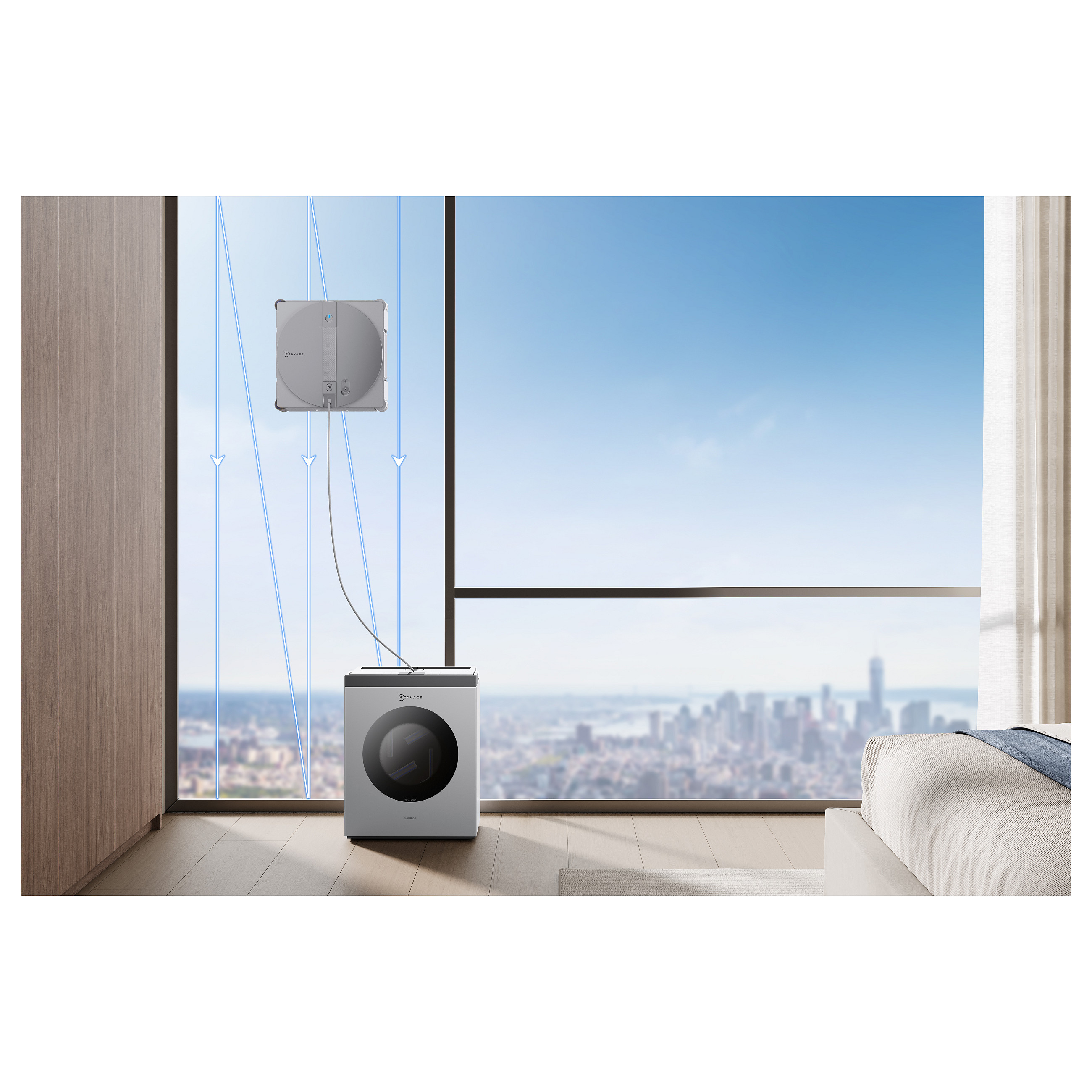 Robotski čistač prozora ECOVACS WINBOT W3 OMNI (WIN-SLAM 5.0, 8000 Pa, OMNI stanica, bijela boja)-20