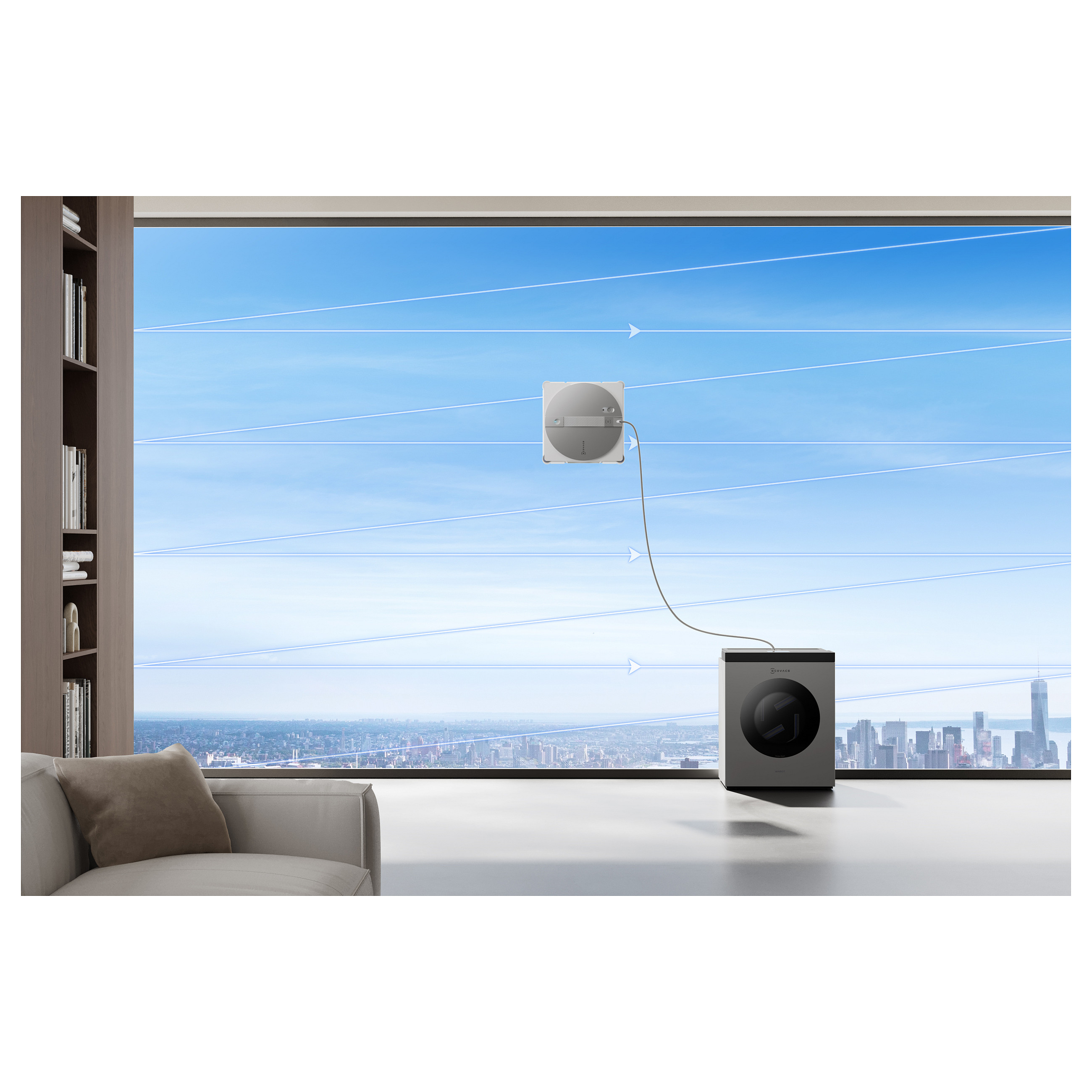Robotski čistač prozora ECOVACS WINBOT W3 OMNI (WIN-SLAM 5.0, 8000 Pa, OMNI stanica, bijela boja)-24
