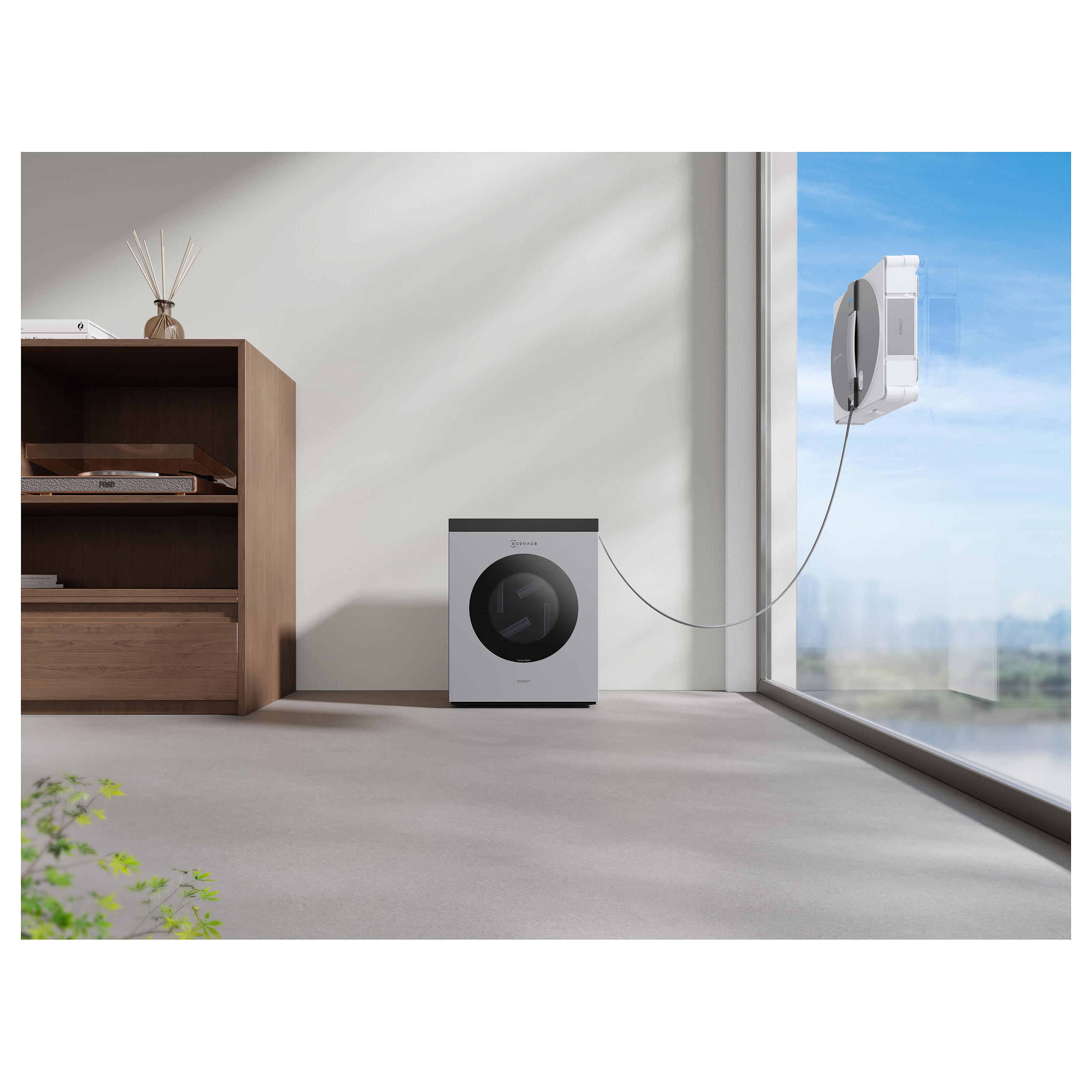Robotski čistač prozora ECOVACS WINBOT W3 OMNI (WIN-SLAM 5.0, 8000 Pa, OMNI stanica, bijela boja)-25