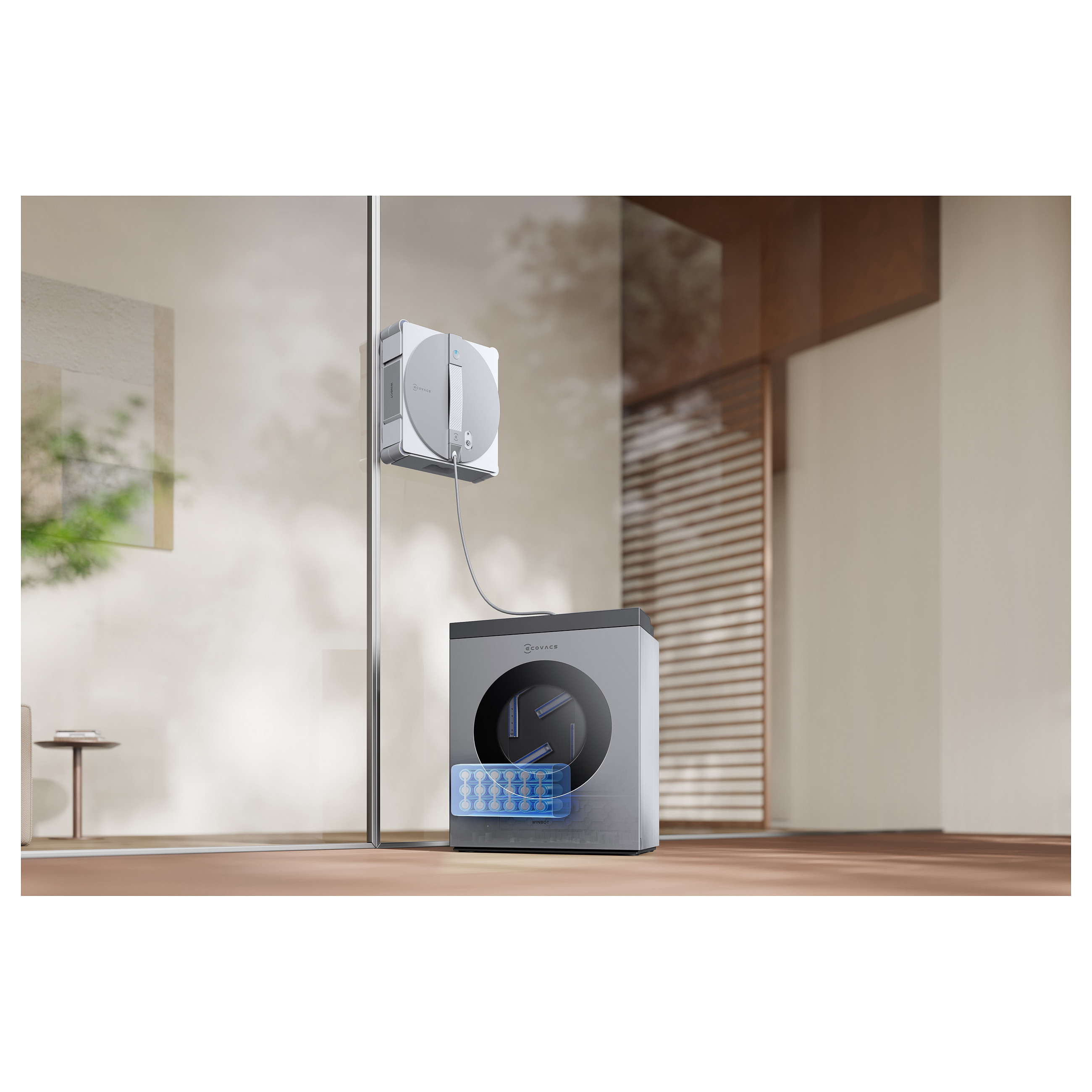 Robotski čistač prozora ECOVACS WINBOT W3 OMNI (WIN-SLAM 5.0, 8000 Pa, OMNI stanica, bijela boja)-29