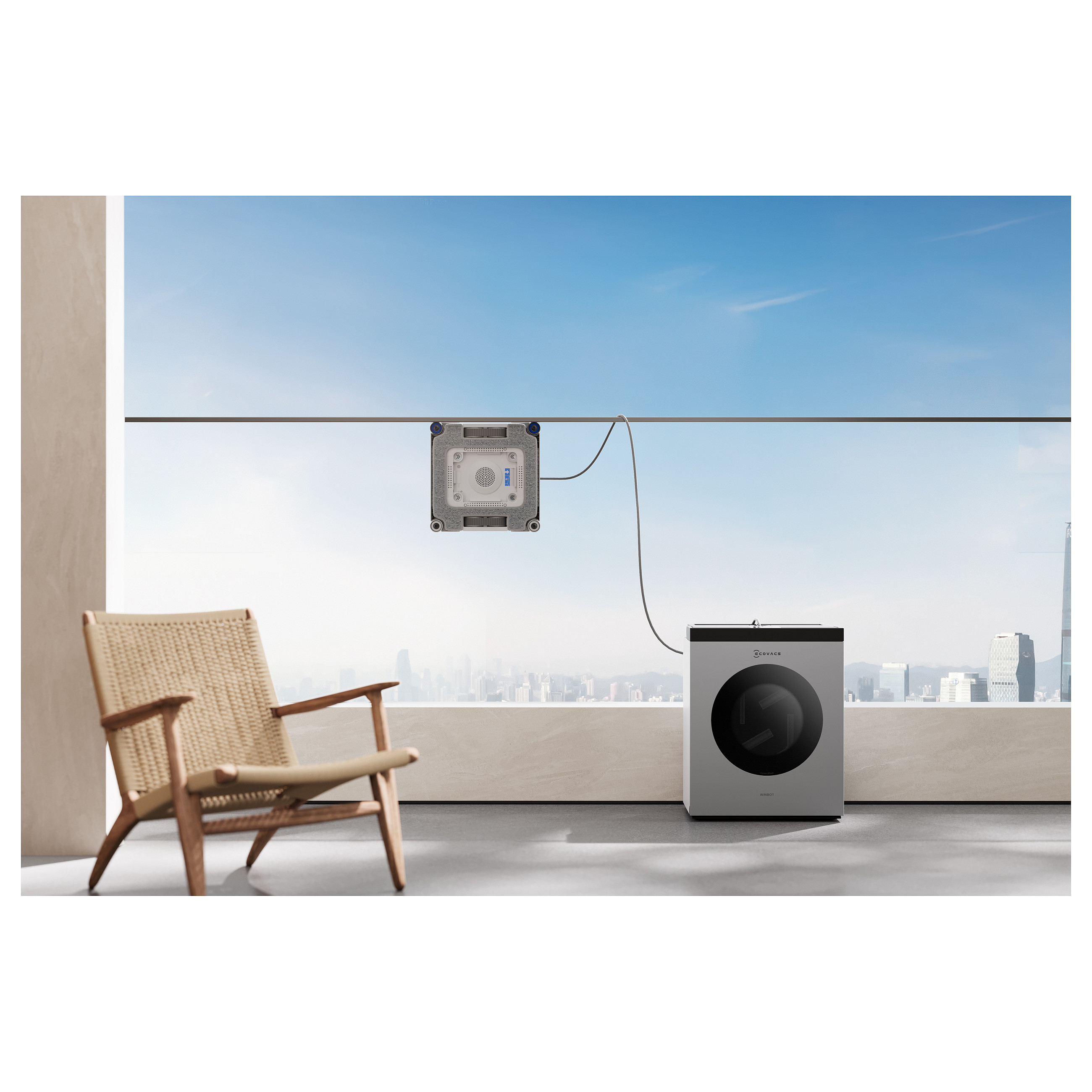 Robotski čistač prozora ECOVACS WINBOT W3 OMNI (WIN-SLAM 5.0, 8000 Pa, OMNI stanica, bijela boja)-35