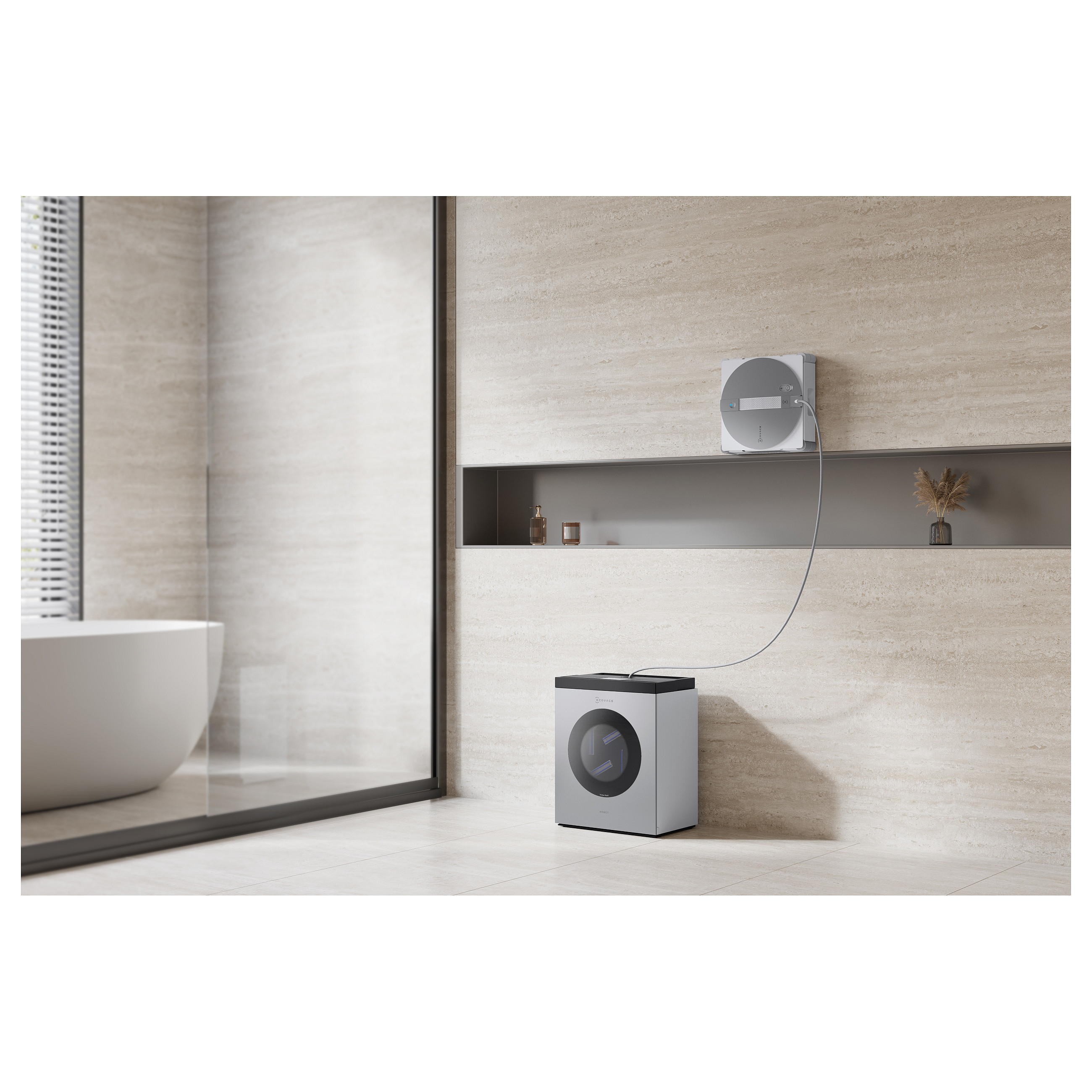 Robotski čistač prozora ECOVACS WINBOT W3 OMNI (WIN-SLAM 5.0, 8000 Pa, OMNI stanica, bijela boja)-36