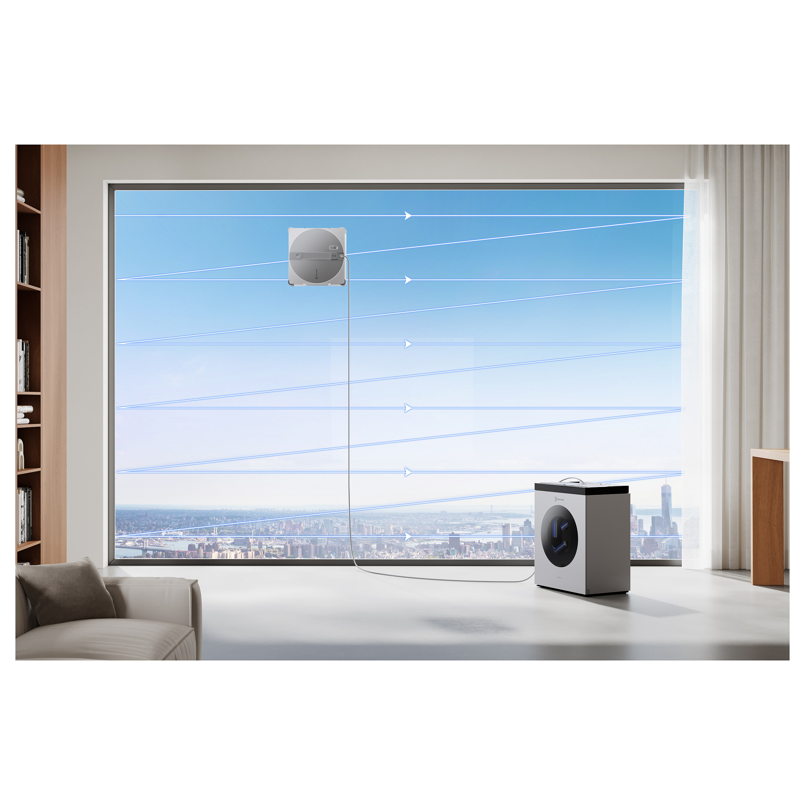 Robotski čistač prozora ECOVACS WINBOT W3 OMNI (WIN-SLAM 5.0, 8000 Pa, OMNI stanica, bijela boja)-41