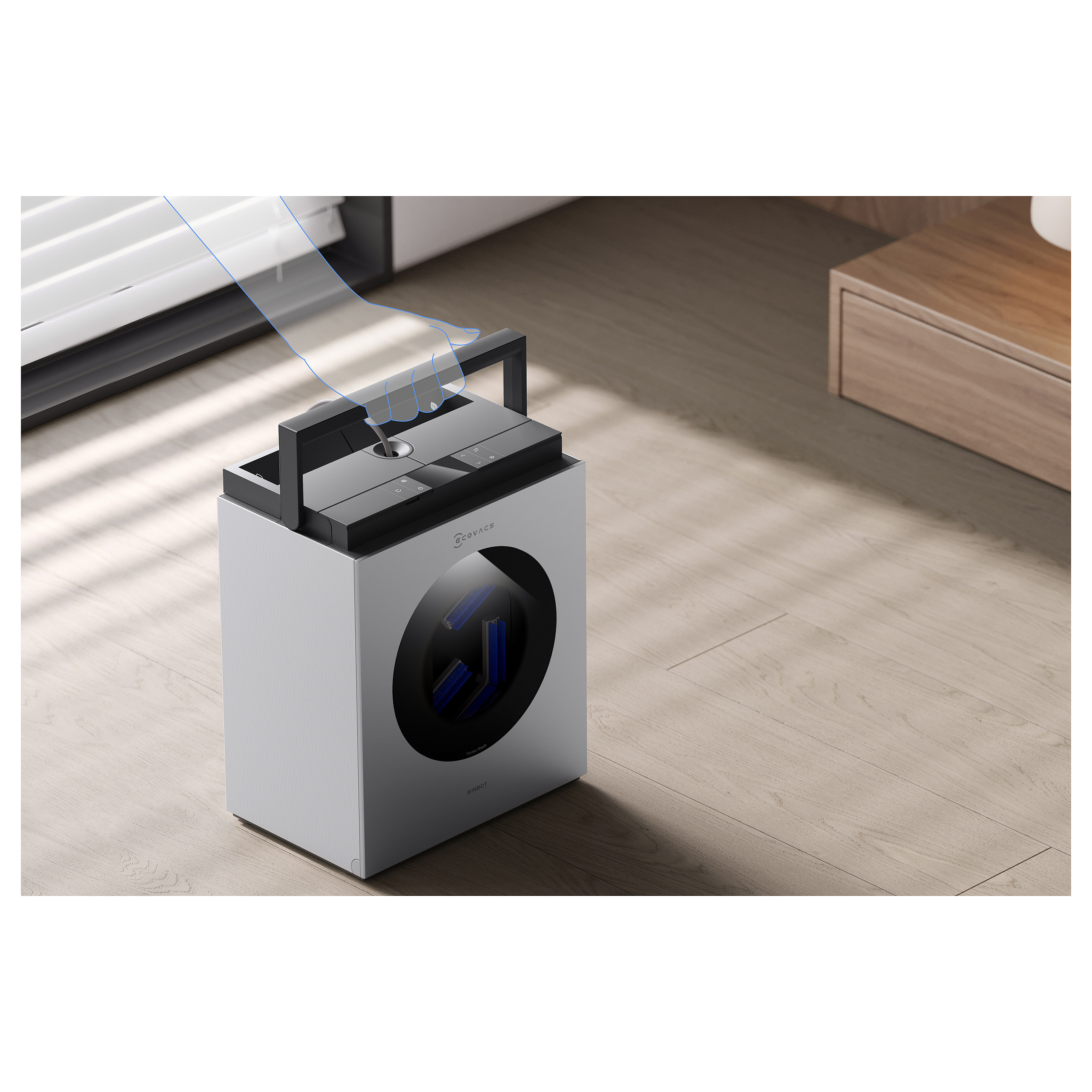 Robotski čistač prozora ECOVACS WINBOT W3 OMNI (WIN-SLAM 5.0, 8000 Pa, OMNI stanica, bijela boja)-43