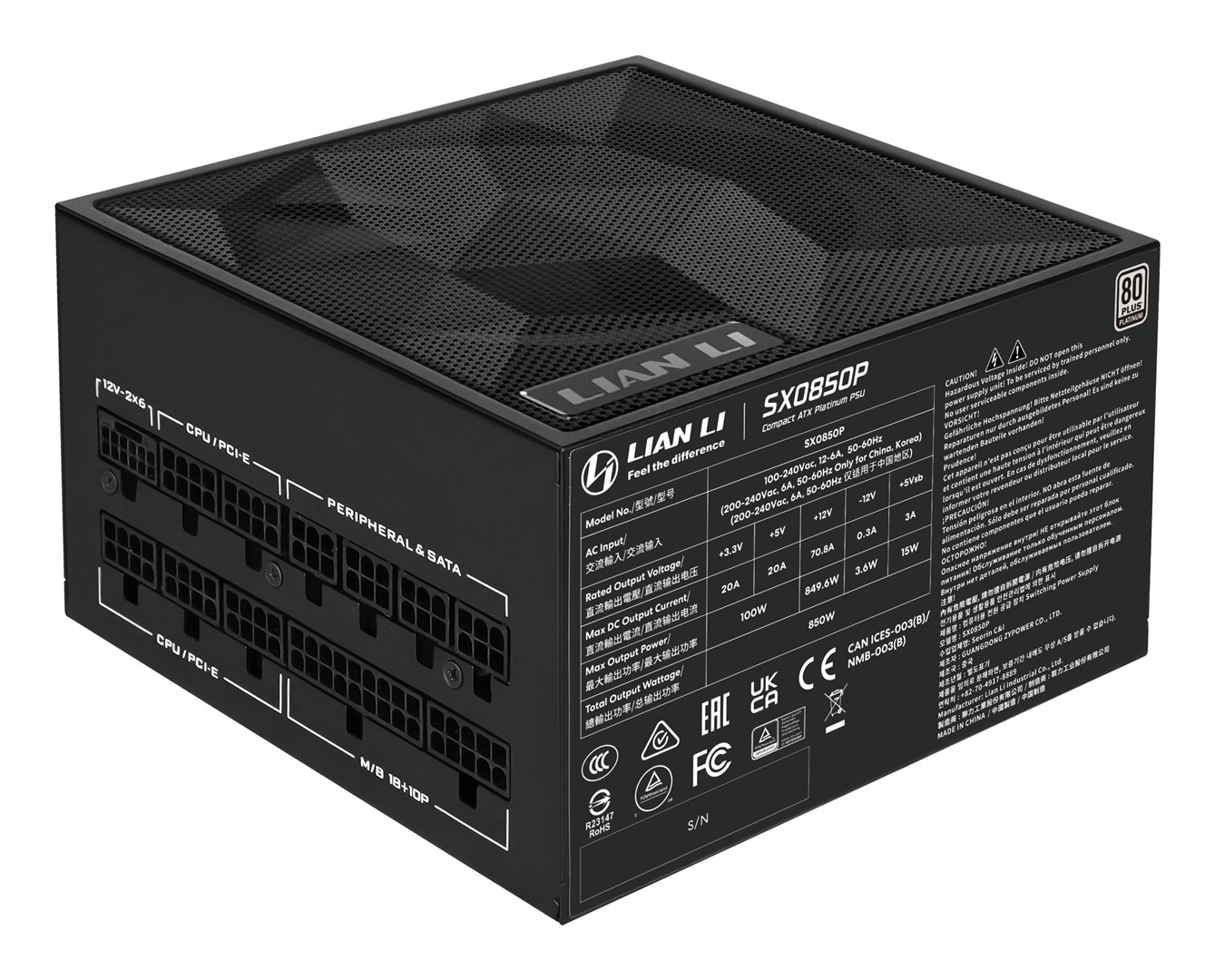 Napajanje LIAN LI SP850, 850W, 80 Plus Gold, SFX, crna boja-5