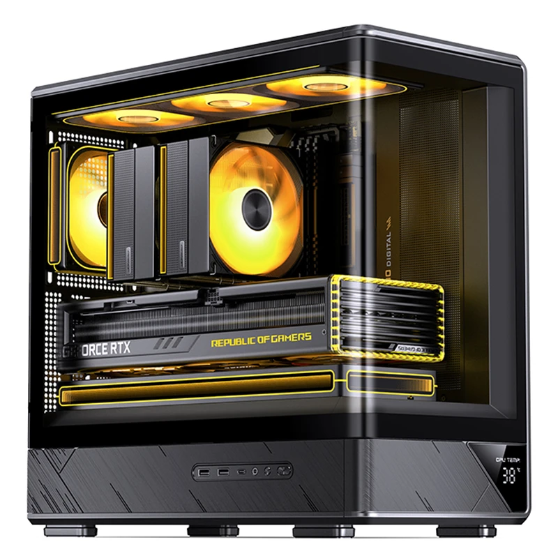 Kućište za računalo JONSBO D200 (Micro-ATX, kaljeno staklo, mini zaslon) crna boja-0