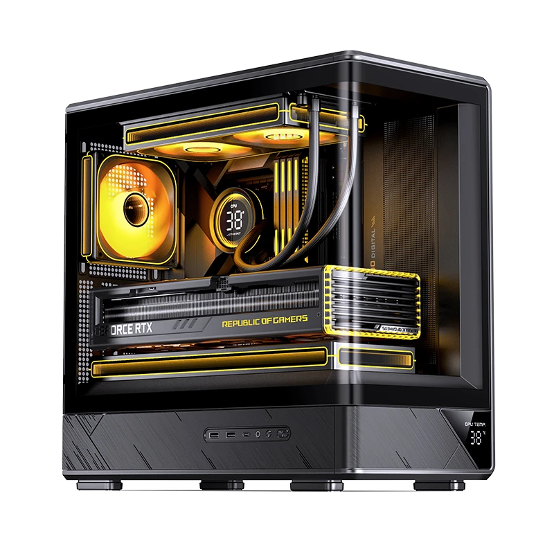Kućište za računalo JONSBO D200 (Micro-ATX, kaljeno staklo, mini zaslon) crna boja-1