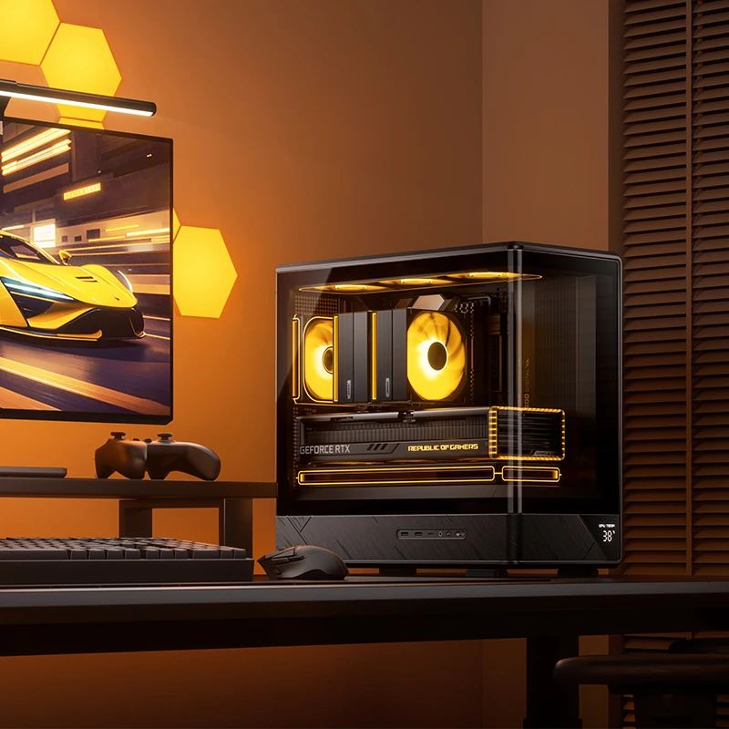 Kućište za računalo JONSBO D200 (Micro-ATX, kaljeno staklo, mini zaslon) crna boja-2