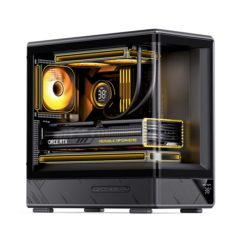 Kućište za računalo JONSBO D200 (Micro-ATX, kaljeno staklo, mini zaslon) crna boja-4
