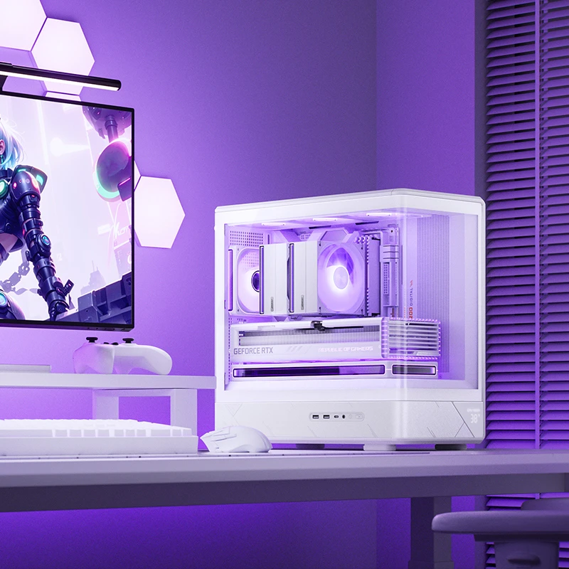 Kućište za računalo JONSBO D200 Midi-Tower (mATX, kaljeno staklo, mini zaslon) bijela boja-2