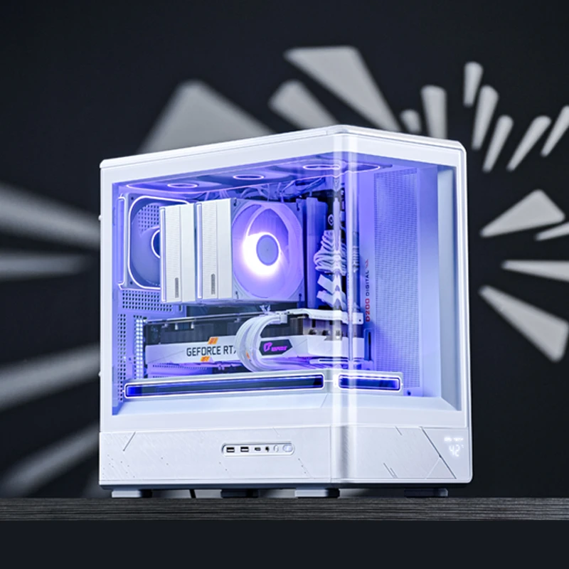 Kućište za računalo JONSBO D200 Midi-Tower (mATX, kaljeno staklo, mini zaslon) bijela boja-3