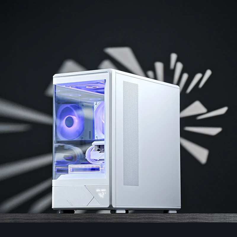 Kućište za računalo JONSBO D200 Midi-Tower (mATX, kaljeno staklo, mini zaslon) bijela boja-4