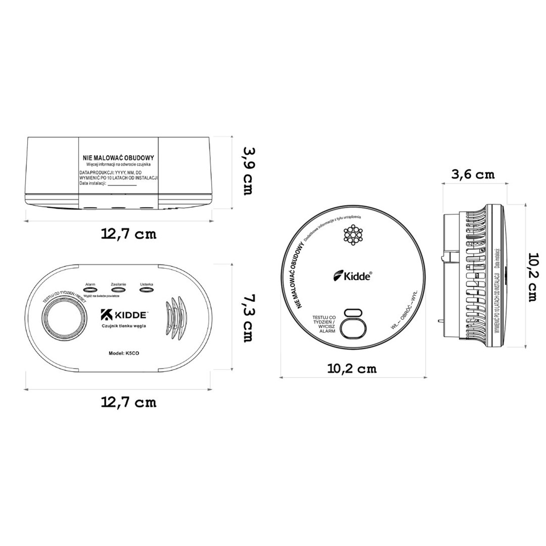 Set detektora KIDDE ugljični monoksid K5CO i dim 2030-DSR3-6