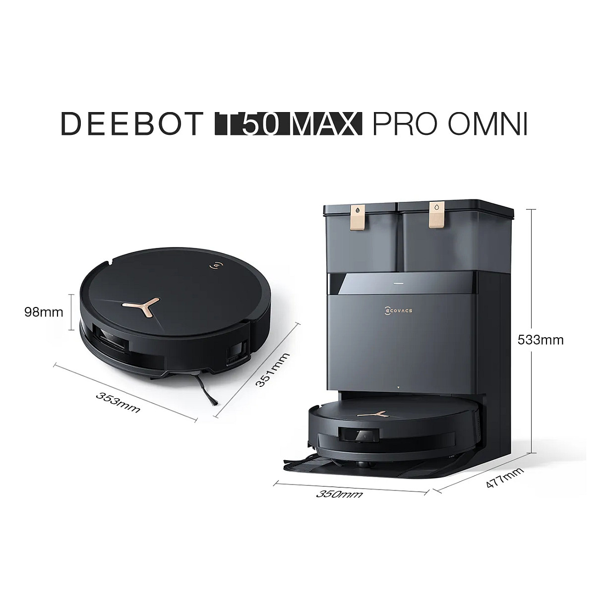 Robotski usisavač ECOVACS Deebot T50 Max Pro crna boja-1