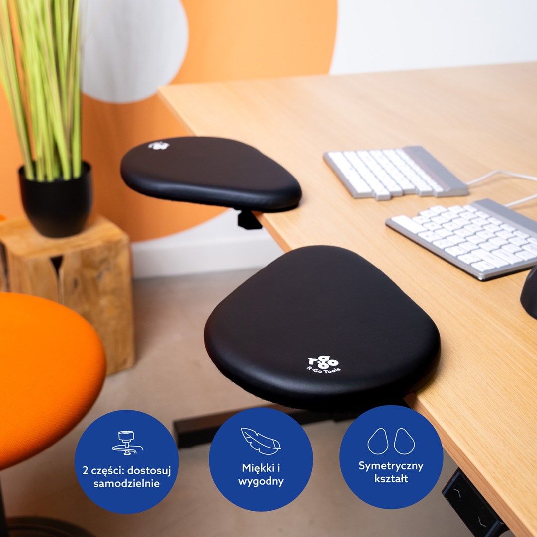 Ergonomski naslon za ruke R-GO Split Armrest, dvodijelni, crna boja-2