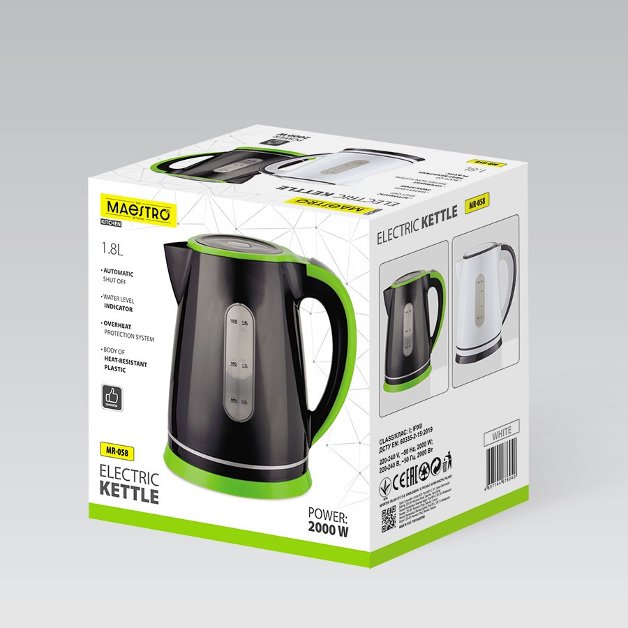Kuhalo za vodu MAESTRO MR-058 (1.8 L, crna boja)-3