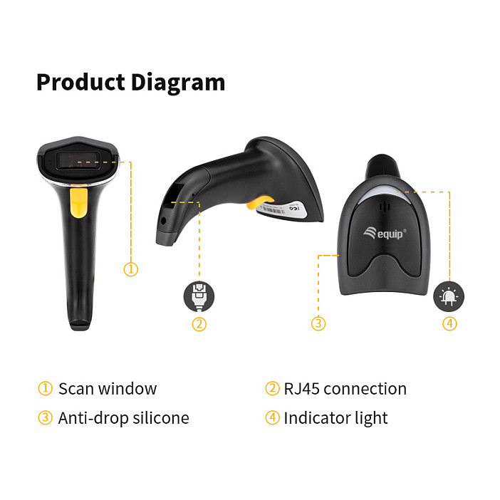 Laserski 1D barkod čitač EQUIP 128851 USB sa stalkom-7