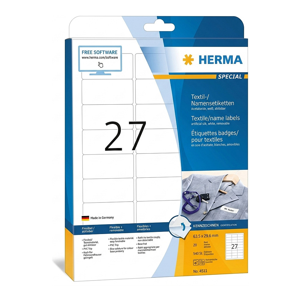 Samoljepljive tekstilne etikete HERMA 4511 (63.5 x 29.6 mm, 540 kom)-0