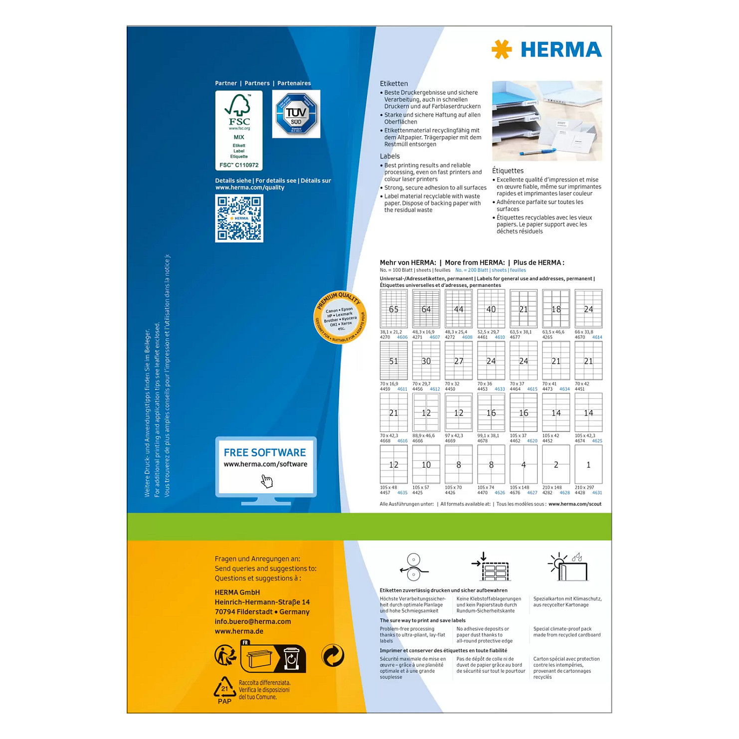 Etikete HERMA Premium 4453, 70x36 mm, 2400 komada-1