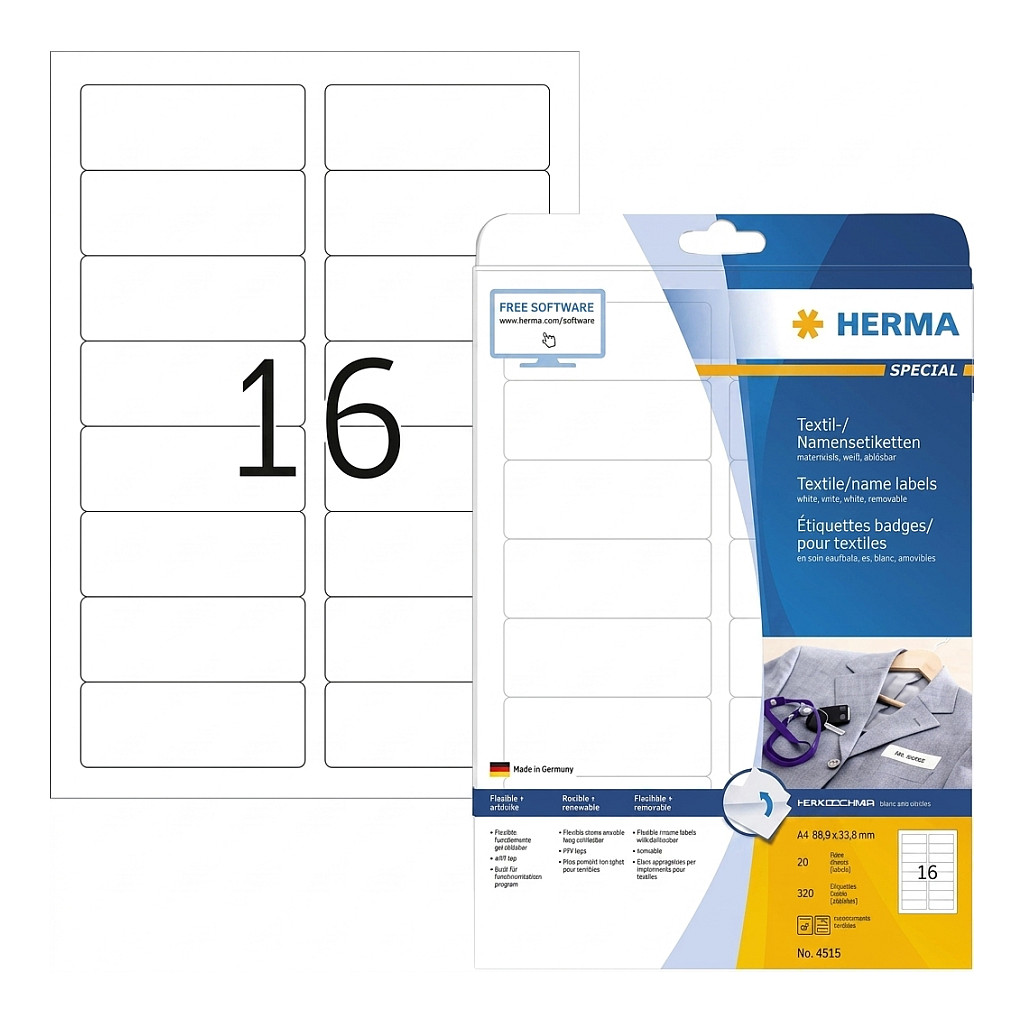 Tekstilne naljepnice HERMA 4515 (88.9 x 33.8 mm, 320 kom)-0