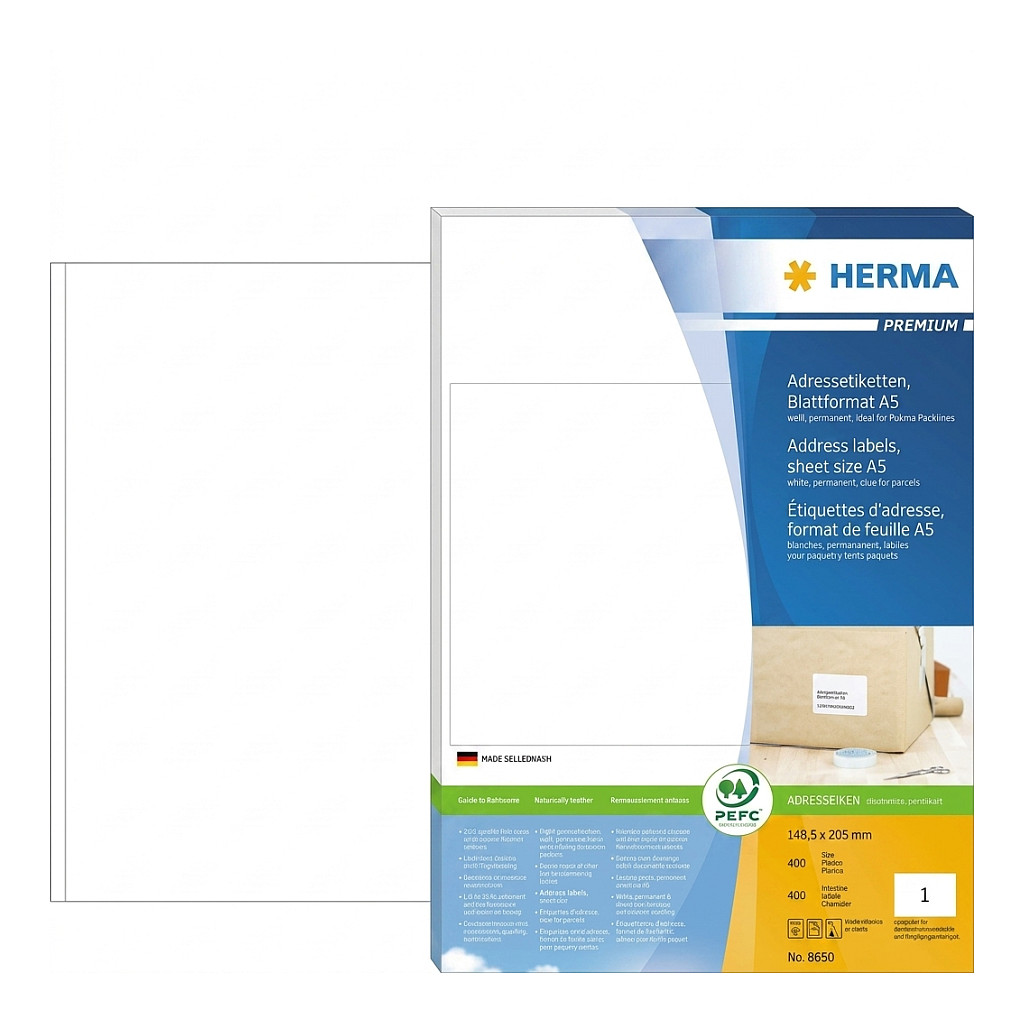 Naljepnice HERMA 8690 univerzalne, A5, 148.5 x 205 mm, 400 komada-0