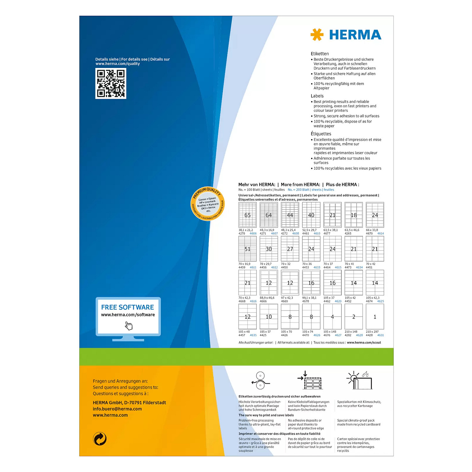 Naljepnice HERMA 8690 univerzalne, A5, 148.5 x 205 mm, 400 komada-1