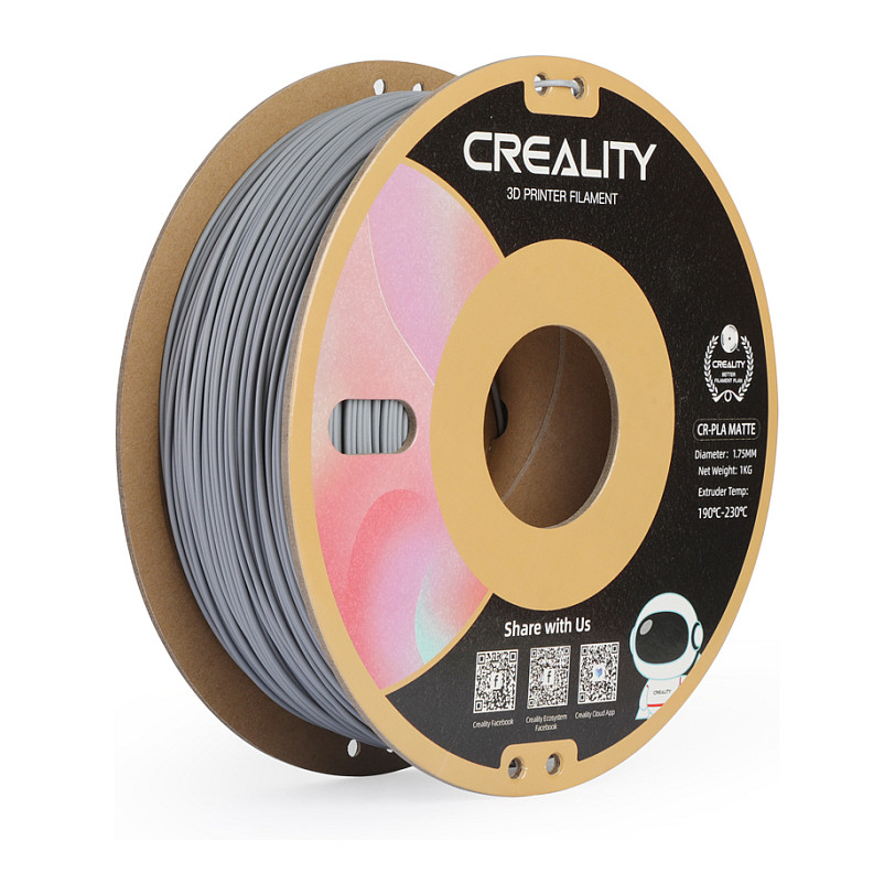 Filament za 3D printer CREALITY CR-PLA Matte 1.75mm (1kg, mat siva boja)-0
