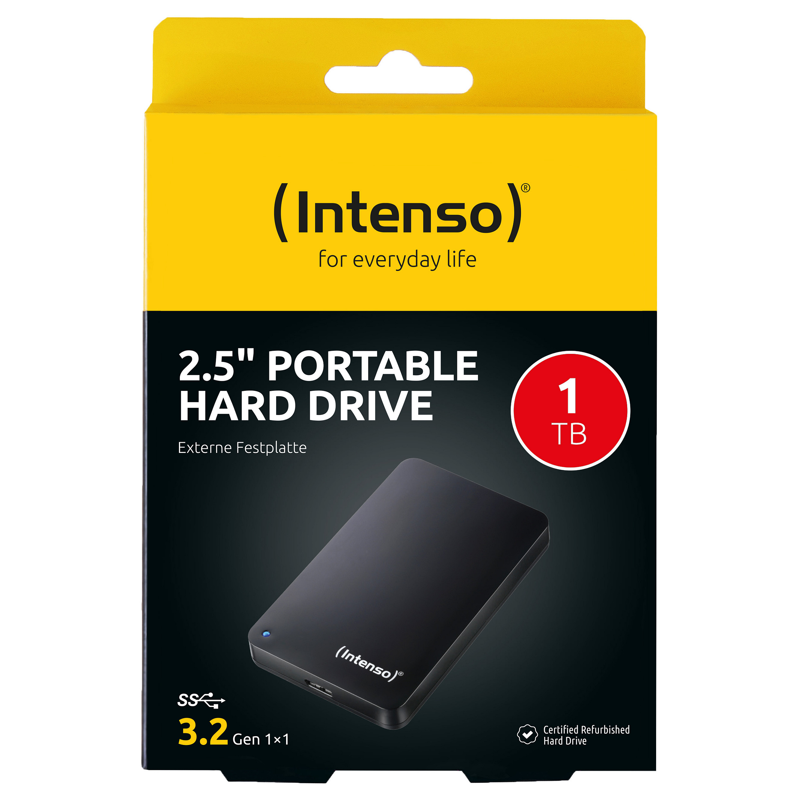 Prijenosni disk INTENSO Portable Hard Drive (1 TB, 2.5", USB 3.2, Refurbished, crna boja)-1