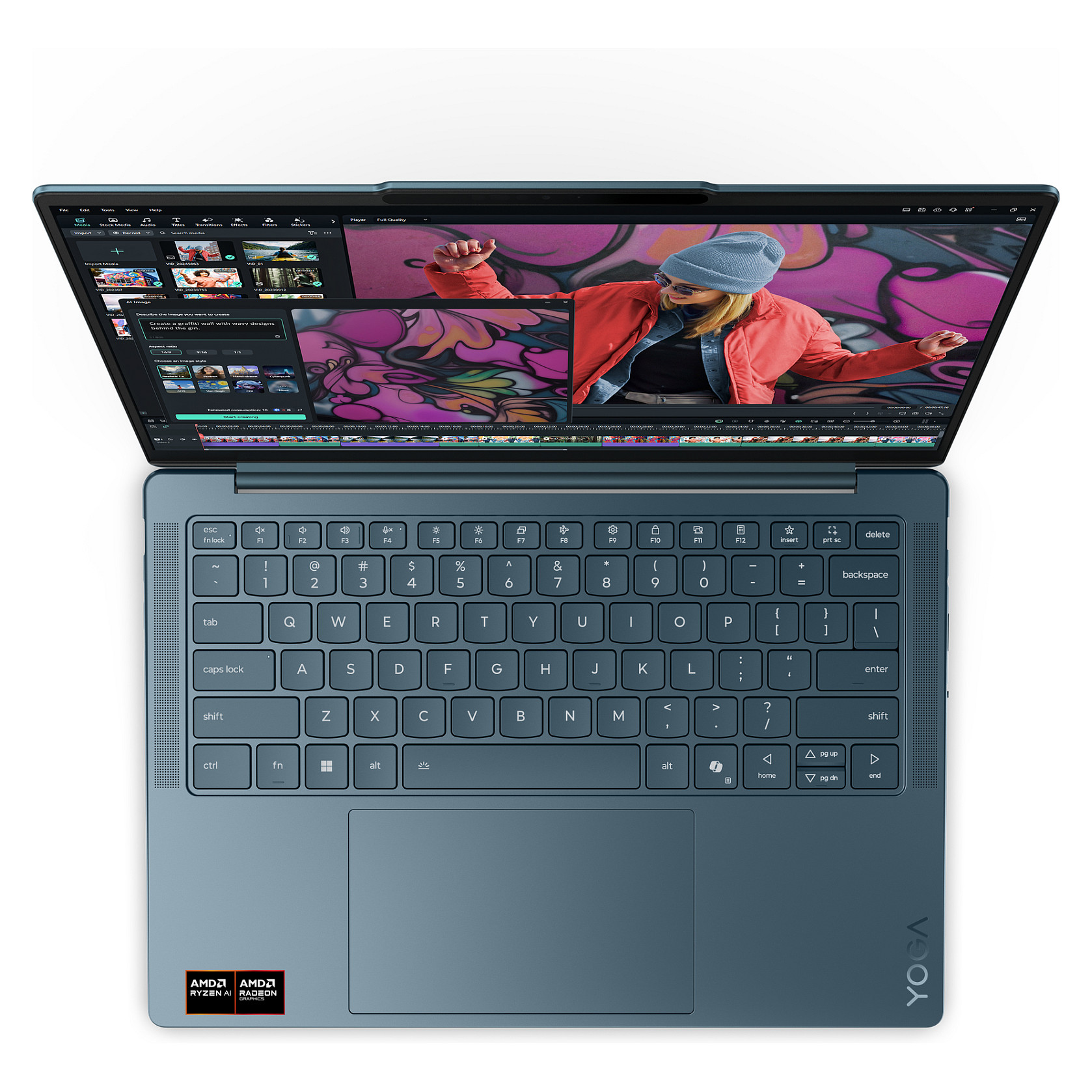 Laptop LENOVO Yoga Slim 7 14AKP10 (14", OLED, 2.8K, 120Hz, AMD Ryzen AI 7 350, 16GB, 512GB SSD, AMD Radeon 860M, Windows 11 Home, DE tipkovnica, Tidal Teal)-1