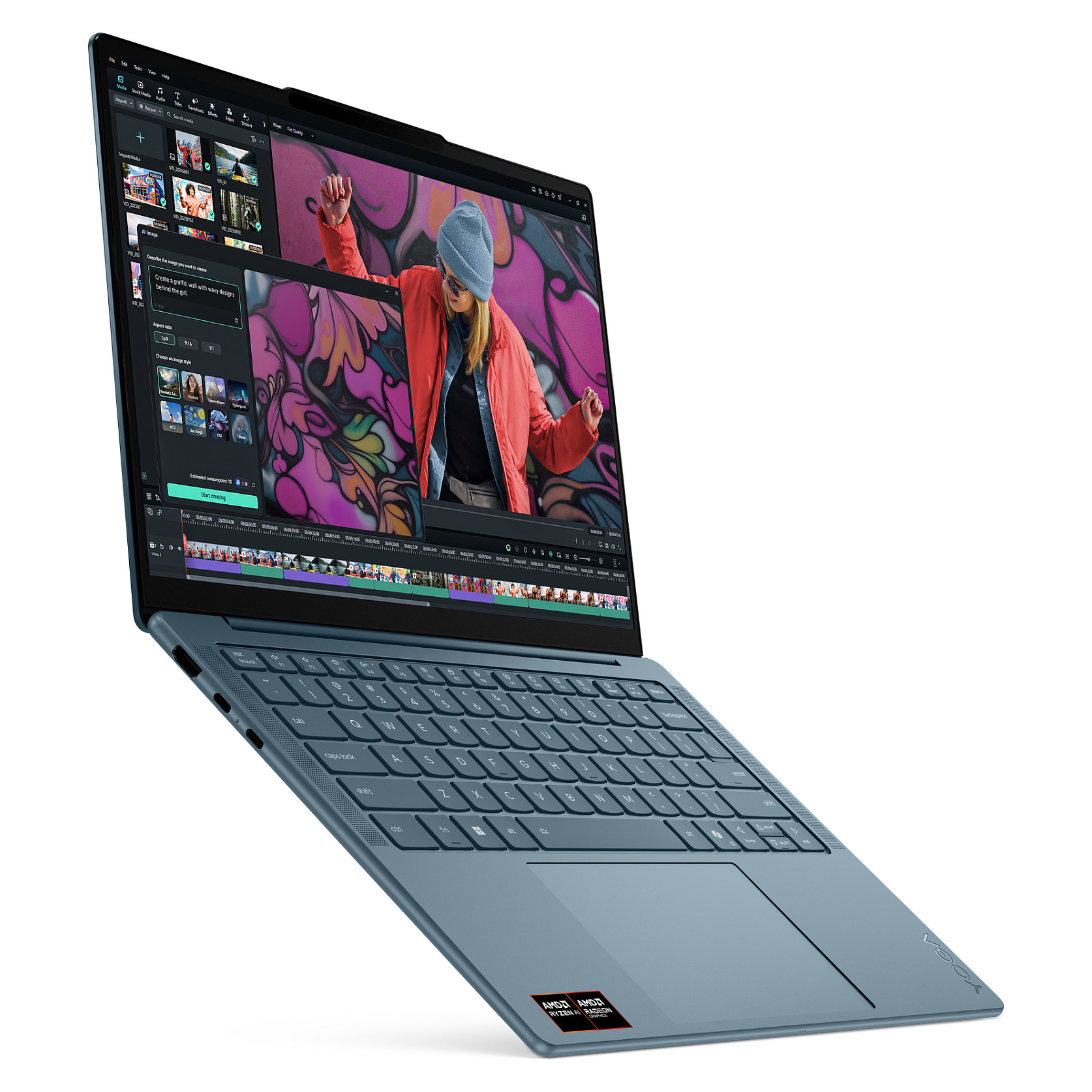 Laptop LENOVO Yoga Slim 7 14AKP10 (14", OLED, 2.8K, 120Hz, AMD Ryzen AI 7 350, 16GB, 512GB SSD, AMD Radeon 860M, Windows 11 Home, DE tipkovnica, Tidal Teal)-8