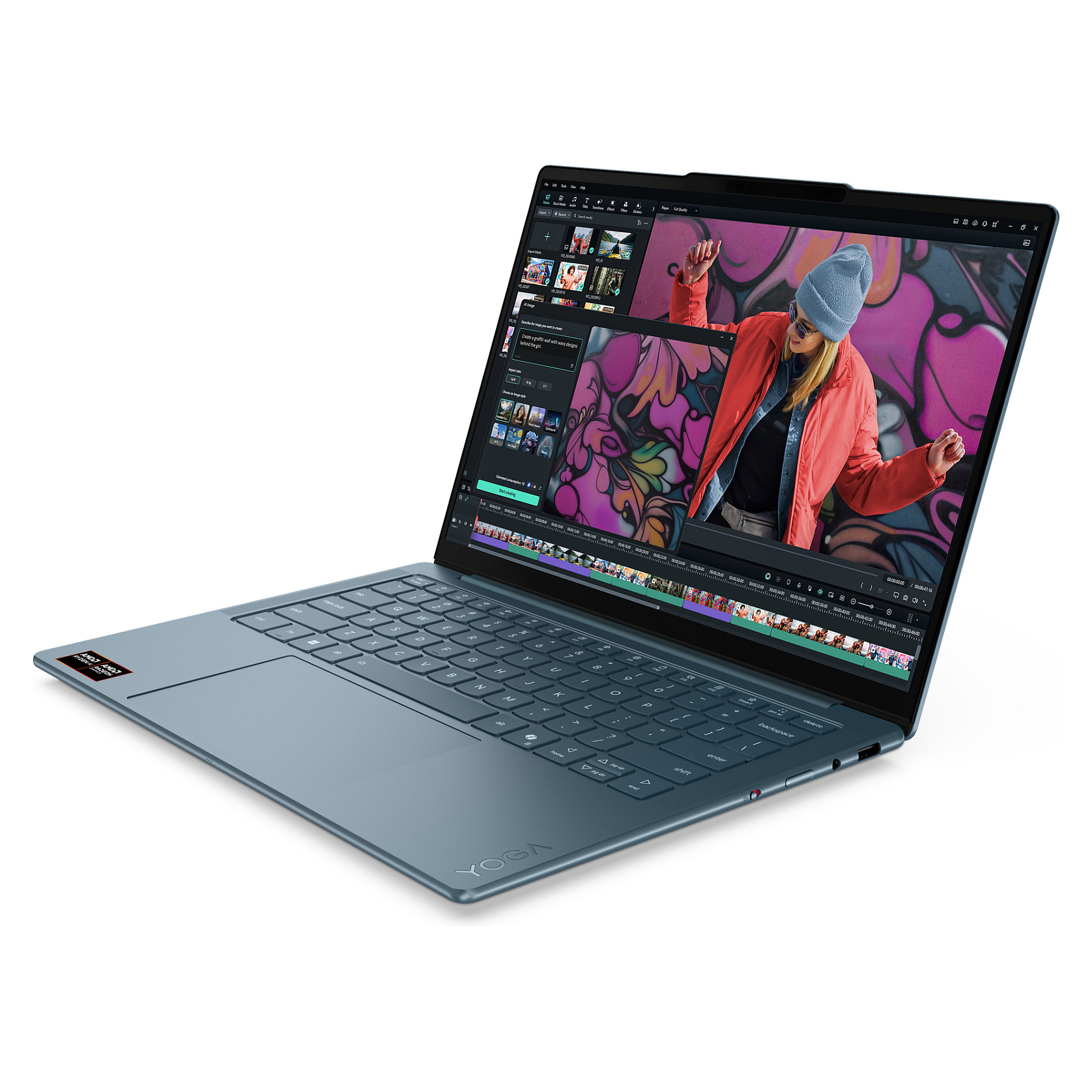 Laptop LENOVO Yoga Slim 7 14AKP10 (14", OLED, 2.8K, 120Hz, AMD Ryzen AI 7 350, 16GB, 512GB SSD, AMD Radeon 860M, Windows 11 Home, DE tipkovnica, Tidal Teal)-9