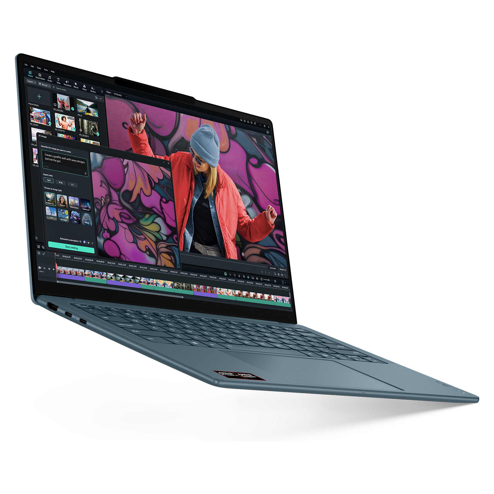 Laptop LENOVO Yoga Slim 7 14AKP10 (14", OLED, 2.8K, 120Hz, AMD Ryzen AI 7 350, 16GB, 512GB SSD, AMD Radeon 860M, Windows 11 Home, DE tipkovnica, Tidal Teal)-12