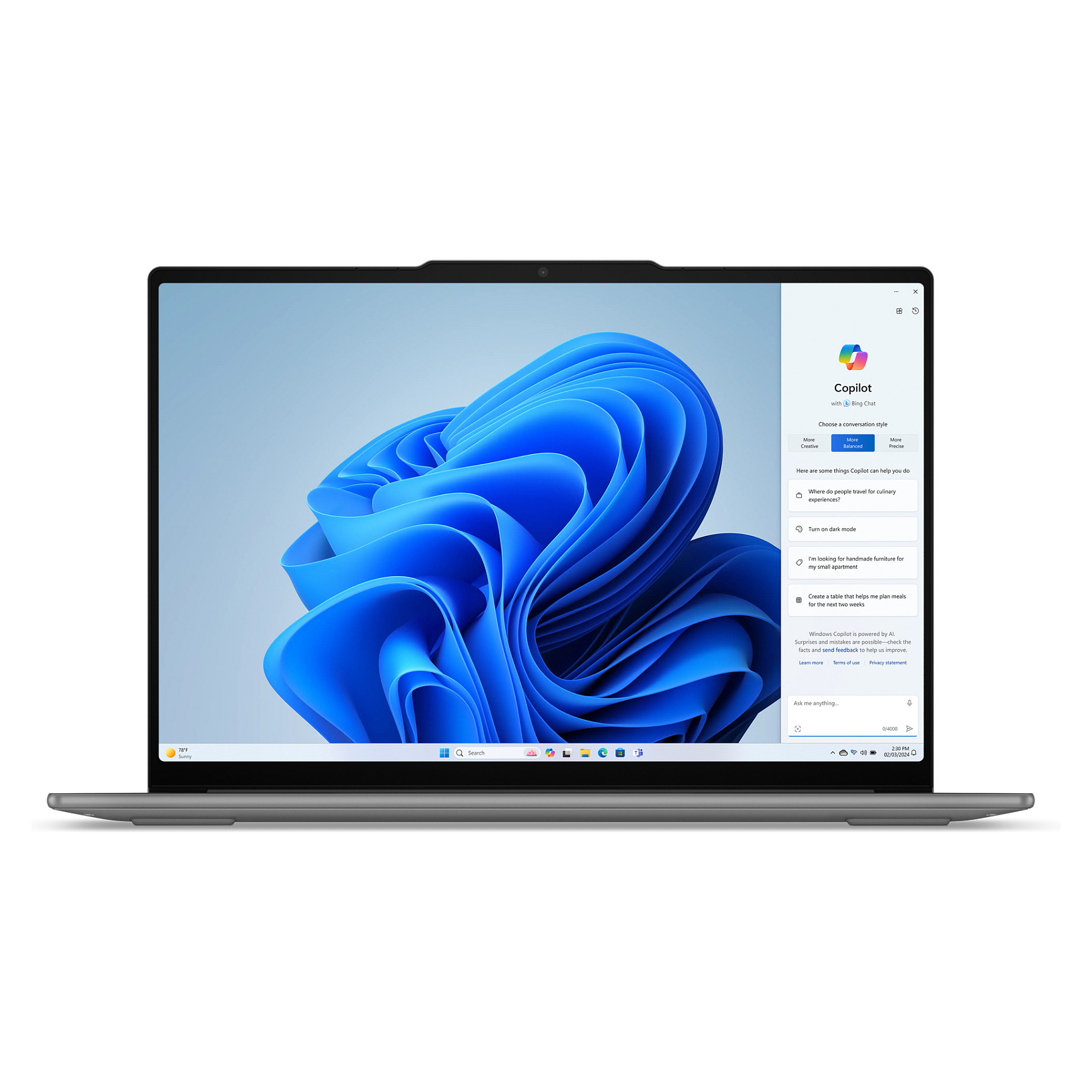 Laptop LENOVO Yoga Slim 7 14IMH9 (14", OLED, 3K, Intel Core Ultra 7 155H, 16GB, 1TB SSD, Intel Arc Graphics, Windows 11 Home, HR tipkovnica, Luna Grey)-1