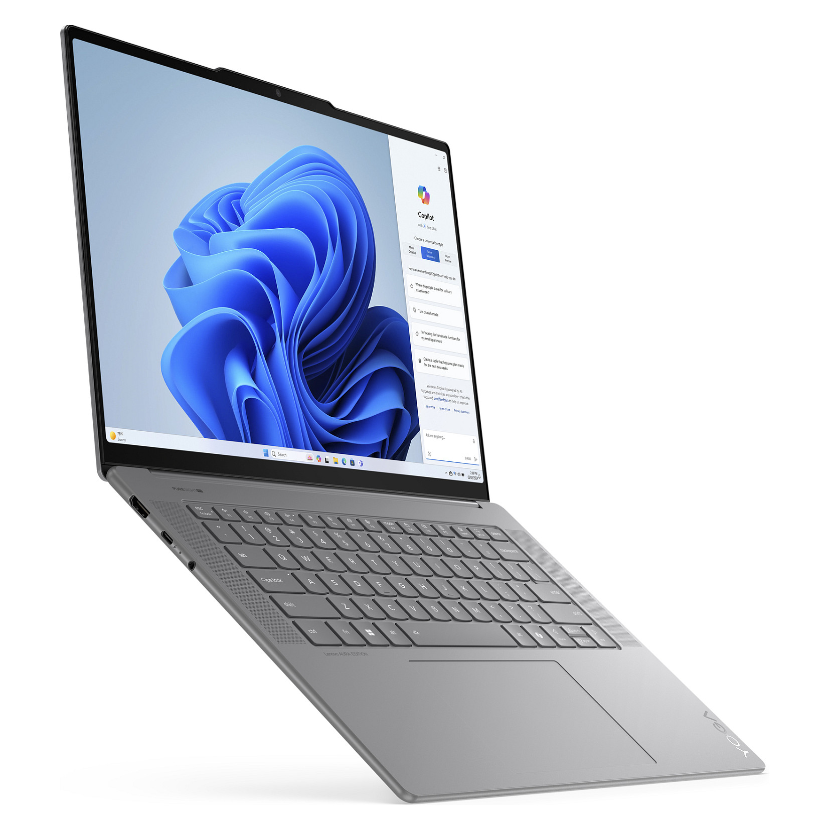 Laptop LENOVO Yoga Slim 7 14IMH9 (14", OLED, 3K, Intel Core Ultra 7 155H, 16GB, 1TB SSD, Intel Arc Graphics, Windows 11 Home, HR tipkovnica, Luna Grey)-12