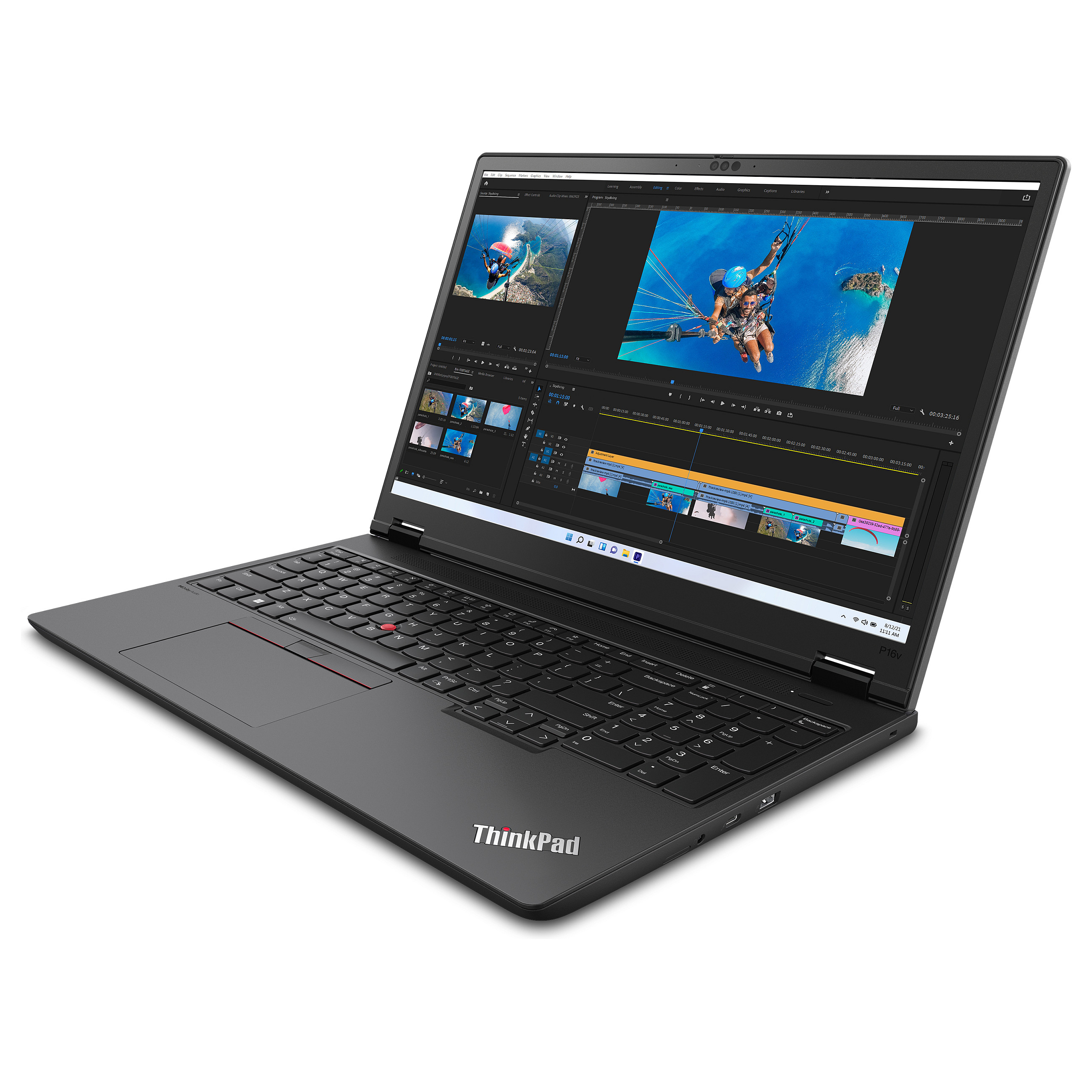 Laptop LENOVO ThinkPad P16v G3 (16" IPS, WUXGA, Intel Core Ultra 7 165H, 32GB, 512GB SSD, NVIDIA RTX 500 Ada, Windows 11 Pro, DE tipkovnica, Crna)-3