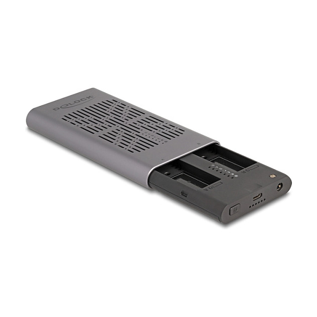 Vanjsko kućište DELOCK za 2x M.2 NVMe SSD s funkcijom kloniranja, USB-C 20 Gbps-1