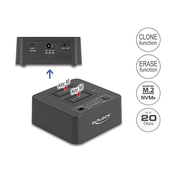 DELOCK Docking Stanica za 2x M.2 NVMe SSD s funkcijom kloniranja (USB 20 Gbps)-2