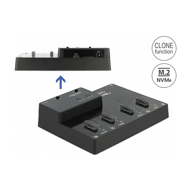 DELOCK M.2 priključna stanica za 4x NVMe SSD s funkcijom kloniranja - 64124-1