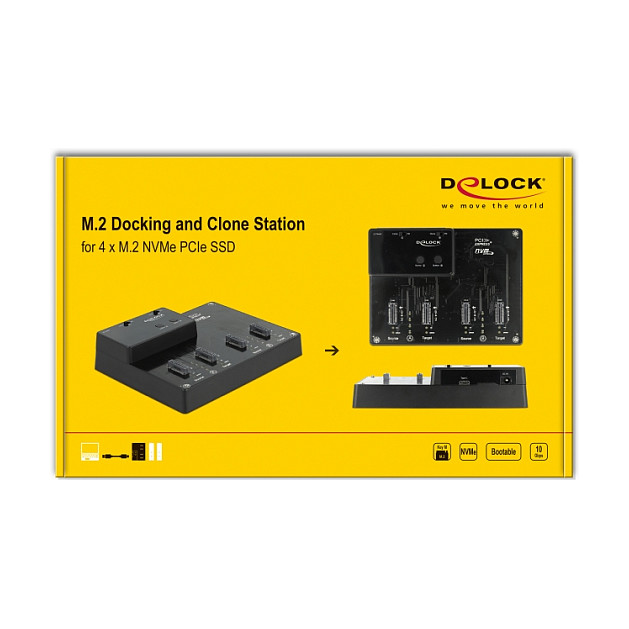 DELOCK M.2 priključna stanica za 4x NVMe SSD s funkcijom kloniranja - 64124-7