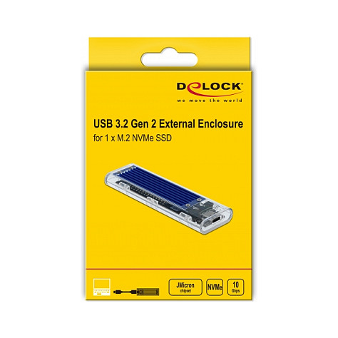 Kućište vanjsko DELOCK za M.2 NVMe SSD (USB-C 10Gbps, prozirno) - 42620-5