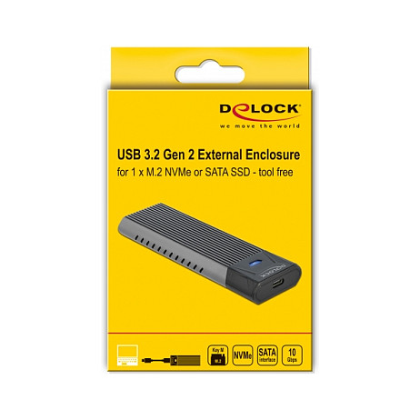 DELOCK vanjsko kućište za M.2 SSD (NVMe/SATA, USB-C, bez alata)-4