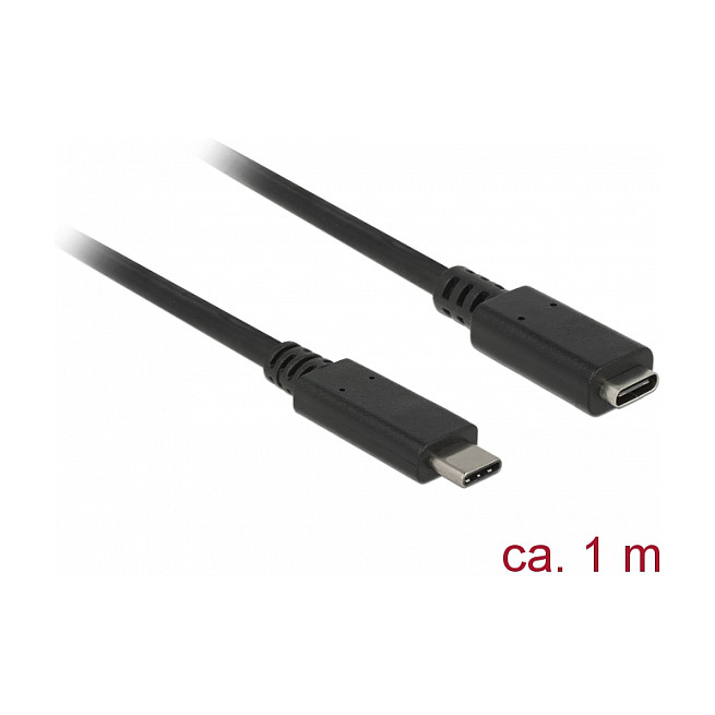 Produžni kabel DELOCK USB-C 3.2 Gen 2 1m crna boja-1