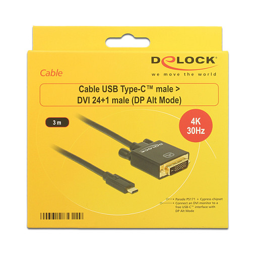 Kabel DELOCK USB-C na DVI (4K 30Hz, 3m)-2
