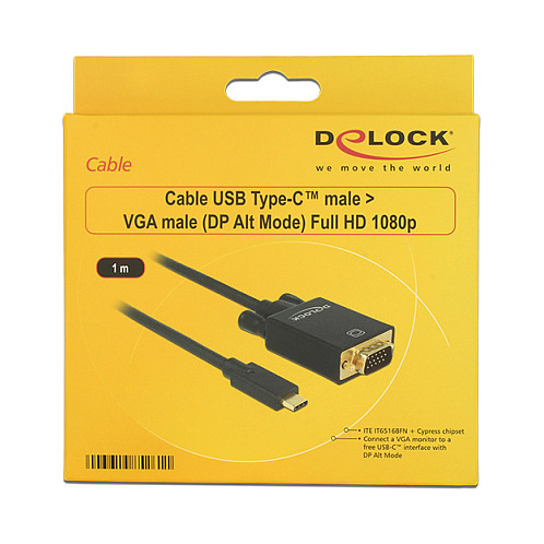 Kabel DELOCK USB-C na VGA 1m crna boja (85261)-1